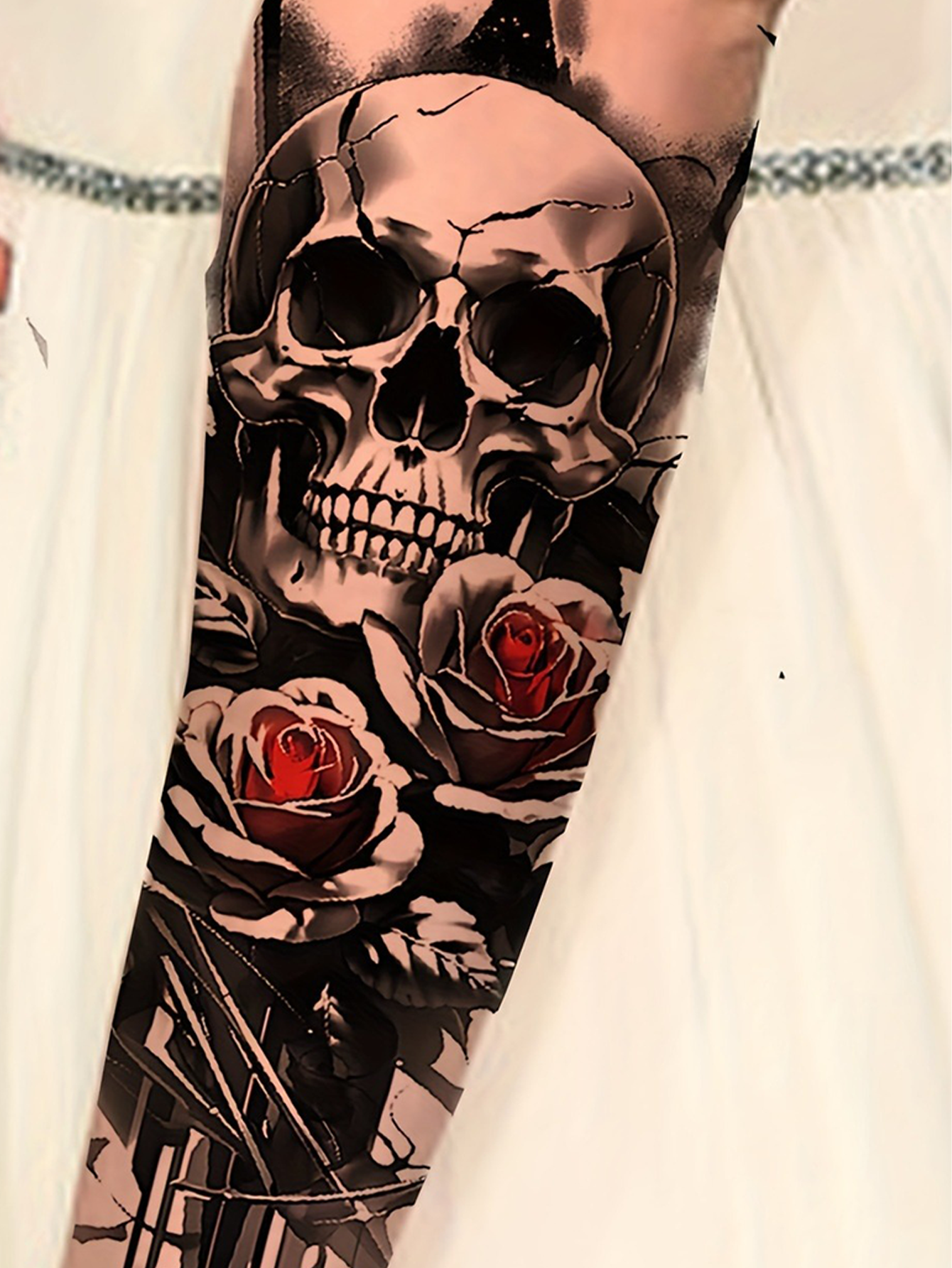 3D Skull and Rose Waterproof Temporary Tattoo Stickers